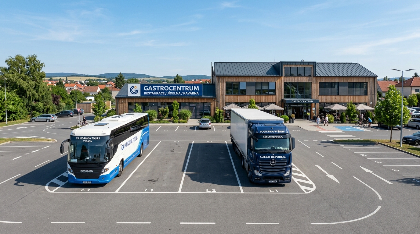Parkoviště pro autobusy a kamiony Gastrocentrum Vyškov